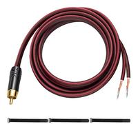 MKBKLLJY 1Pcs RCA to Bare Wire Speaker Cable 5FT/152CM 16AWG Positive Red Wire Marking Pure Copper Shell Gold Plated Plug Corrosion Resistance with Cable Ties for Direct Connect Speakers and DIY Plugs