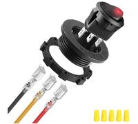 MKBKLLJY 1Pcs Round Rocker Switch Red LED DC 20A 12V/10A 24V 3Pin Wired LED Light Power On Off Switch SPST Lighted Toggle Switch with Locked Terminal Wires for Car Truck RV Vehicle Marine Yacht