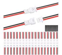 MKBKLLJY 20Pairs 1.25mm JST 2Pin Micro Electrical Male and Female Connector Plug with 26AWG 100mm Red Black Connector Wire Cable and Heat Shrink Tube for Indoor 3D Plane Twinkle Light LED Belt Light