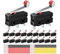 MKBKLLJY 20Pcs Momentary Micro Limit Switch 5A 125V 250V AC SPDT 1NO 1NC 3Pin 19mm Short Hinge Roller Levr Arm Switch Snap Action Button Type with Terminal Wires for Electronic product Home appliance