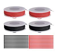 MKBKLLJY 22 Gauge Solid Wire 300V PVC Electrical Wire 22AWG Insulation Tinned Coated Copper Wire Red/Black Wire Assortment 5m/16.4ft Each Color for Electronics DIY Automotive Wiring