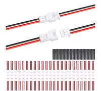 MKBKLLJY 25Pairs 1.25mm JST 2Pin Micro Electrical Male and Female Connector Plug with 26AWG 100mm Red Black Connector Wire Cable and Heat Shrink Tube for Indoor 3D Plane Twinkle Light LED Belt Light