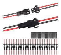 MKBKLLJY 25Pairs JST SM 2Pin Plug Male and Female Connector Adapter with UL1007 22AWG 100mm Electrical Cable and Heat Shrink Tube for LED Light Strip Mini Remote Control Helicopter Battery Lighting