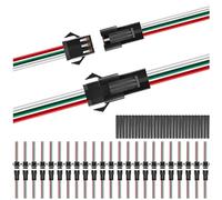 MKBKLLJY 25Pairs JST SM 3Pin Plug Male and Female Connector Cable with UL1007 22AWG 100mm Silicone Wire and Heat Shrink Tube for WS2812B WS2812 WS2811 SK6812 LED Strip Light LED Underground Light
