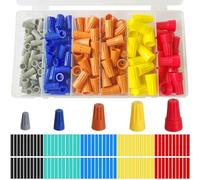 MKBKLLJY 280Pcs Wire Nuts Connectors Assortment Kit,5 Sizes Electrical Wire Caps,Portable Wire Insulating Insert Twist Caps Connectors,with Colorful Heat Shrink Tube for Quick Connection