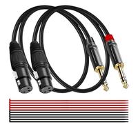 MKBKLLJY 2PCS 1/4 Inch TRS to XLR Female Cable Balanced Quarter Inch 6.35mm Plug to 3-Pin Female Self Locking Metal Shell with Cable Tie, for Microphone Guitar Speakers Mixers (1.4Ft)