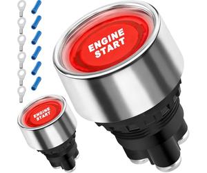 MKBKLLJY 2PCS 12V-24V/50A Push Start Ignition Switch Momentary Engine Stop Start Push Button Switch 3Pin SPST Red LED ON-OFF with OT2.5-6 Terminal, Cold Pressed Connector, for Car Truck RV