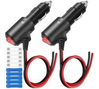 MKBKLLJY 2PCS 12V Cigarette Lighter Male Plug Replacement with Power On Off Switch Heavy Duty Male Plug Adapter 15A LED 1.64FT 14AWG Lead with Fuse Connector for Car Cooler Cb Radio Electric Cup