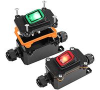MKBKLLJY 2Pcs 12V DC 20A Inline Cord Switch IP66 Waterproof Switch DPST 4Pin 2 Position On Off Outdoor Toggle Switch with Red/Green Light Rocker Button,Open Double Hole Two-Side Entry & Exit Line