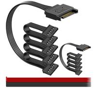 MKBKLLJY 2PCS 15 Pin SATA to 5 SATA Power Splitter Cable Male to Female Power Extension Cord with Cable Tie, for HDD SSD Optical Drives (24inch/56cm)