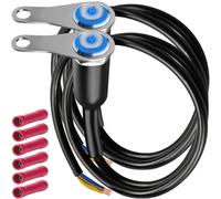 MKBKLLJY 2PCS 5A/12V Momentary Blue LED Motorcycle Switch Handlebar Adjustable Mount Stainless Steel Waterproof Switches Button Mini On Off with Connectors for Headlight Fog Light Horn (57cm/22.4inch)