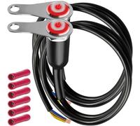 MKBKLLJY 2PCS 5A/12V Momentary Red LED Motorcycle Switch Handlebar Adjustable Mount Stainless Steel Waterproof Switches Button Mini On Off with Connectors for Headlight Fog Light Horn (57cm/22.4inch)