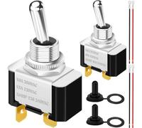 MKBKLLJY 2PCS Heavy-Duty Electrical Toggle Switch 10A 250V AC / 15A 125V AC 3/4 HP 120 240V AC SPST 2 Position 2 Pin Automotive Toggle Switch Brass Spade Terminal with Terminal Wires Waterproof Caps