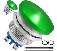 MKBKLLJY 2PCS Momentary 22mm Mushroom Head Push Button Switch DC 12V 3A AC 110V 5A SPST IP65 Waterproof Metal Shell 7/8'' Domed with Terminal Wires, for Car Boat Truck Dryer (Green)