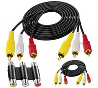MKBKLLJY 2PCS RCA Cables 3 RCA Cable Audio Video Components AV Male to Male Cable with 3 RCA Female to 3 RCA Female Coupler for Stereo Systems DVD TV VCR Yellow/White/Red Connectors 4.3ft