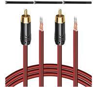 MKBKLLJY 2Pcs RCA to Bare Wire Speaker Cable 1FT 16AWG Positive Red Wire Marking Pure Copper Shell Gold Plated Plug Corrosion Resistance with Cable Ties for Direct Connect Speakers and DIY Plugs
