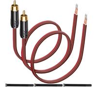 MKBKLLJY 2Pcs RCA to Bare Wire Speaker Cable 2FT/61CM 16AWG Positive Red Wire Marking Pure Copper Shell Gold Plated Plug Corrosion Resistance with Cable Ties for Direct Connect Speakers and DIY Plugs