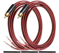 MKBKLLJY 2Pcs RCA to Bare Wire Speaker Cable 3FT/91CM 16AWG Positive Red Wire Marking Pure Copper Shell Gold Plated Plug Corrosion Resistance with Cable Ties for Direct Connect Speakers and DIY Plugs