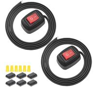 MKBKLLJY 2Pcs Red Paste Type Switch Car Rocker Switch ON/Off Surface Mount DC 12V Push Button Switch led Light Strip Switch 24V 110V 230V 3A 5A 10A High Current with 23.6inch Cable for Car Lamp