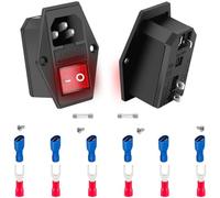 MKBKLLJY 2PCS Rocker Switch Power Socket Inlet Module Plug Male 10A 250V AC Arcade Power Switch Adapter Power Connector 3 Pin AC-14-F16A LED Light with 10A Fuse Terminals Fork Connector Screw