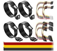 MKBKLLJY 2PCS SATA Data Cable SATA Cable III 6Gbps Straight Data Cable 90 Degree Right Angle 4 Pin Molex to Dual SATA Power Y-Cable Adapter 15 Pin SATA Power Extension Cable with Cable Tie, for SSD
