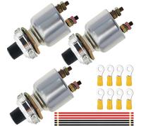 MKBKLLJY 3 Pcs Car Start Switch Accessories Push Horn Button Starter Switch Automatic Reset Button Replacement for Cars Agricultural Vehicles Engineering Vehicles with 12AWG O Ring Terminal Cable