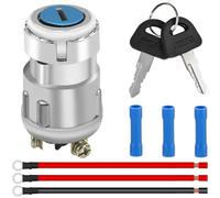 MKBKLLJY 3-Wire Universal Ignition Key Switch with Key DC 12V Engine Starter Key OFF-ON-(START) 3 Position with 14AWG Wire Cold Pressed Connector for Modified Car Buggies Motorcycle Tractor