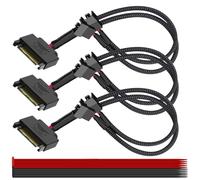 MKBKLLJY 3PCS 15-Pin SATA to 2 PC Fan Power Adapter Cable 10.6inch/27cm 15pin SATA to 2 x 3 pin / 4 Pin PC Case Cooling Fan Splitter Extension Power Cable Adapter Black Sleeved Braided with Cable Tie