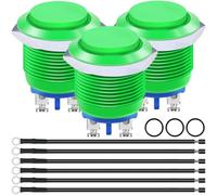MKBKLLJY 3PCS 19MM Momentary Push Button Switch Waterproof Metal Green Shell High Round Cap ON/OFF 1A 110V 220V 250V AC/DC 1A 3V 6V 12V 24V 36V 48V 1NO SPST Screw Foot Terminal with Wires for Car