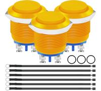 MKBKLLJY 3PCS 19MM Momentary Push Button Switch Waterproof Metal Yellow Shell High Round Cap ON/OFF 1A 110V 220V 250V AC/DC 1A 3V 6V 12V 24V 36V 48V 1NO SPST Screw Foot Terminal with Wires for Car