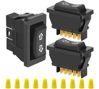 MKBKLLJY 3PCS 5Pin Car Window Switch DC 12V 20A Control Momentary Rocker Universal Electric Window Glass Lift DPDT (ON)/OFF/(ON) Double Reset With Wiring Cap for Motorcycle Boat