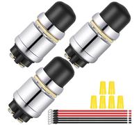 MKBKLLJY 3pcs Black Push Start Button Switch 12V 50A SPST Heavy Duty Momentary Push Button Switch Waterproof Weatherproof Engine Starter Marine Horn Button 12V for Car Marine Boat Truck Lawn Tractor