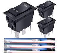 MKBKLLJY 3Pcs DC 12V 20A Polarity Reverse Switch Momentary 6 Pin DPDT 3 Position (ON)-Off-(ON) RV Jack Switch Motor Control Rocker Toggle Switch for RV UTV Auto Boat with Jumper Wires