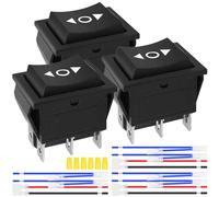 MKBKLLJY 3Pcs DC 20A 12V Automatic Lock Motor Polarity Reverse Rocker Switch DPDT 6Pin 3Position ON/Off/ON Black Rocker Toggle Switch 16A 250V AC/20A 125V AC with Jumper Wires Wiring cap for Car Boat