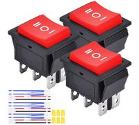 MKBKLLJY 3Pcs DC 20A 12V Automatic Lock Rocker Switch Snap-in Toggle Switch DPDT 3Position ON/Off/ON 16A 250V AC/20A 125V AC 6Pin Red Rocker Toggle Switch with Jumper Wires for Car Auto Boat TV