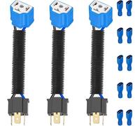 MKBKLLJY 3PCS H4 9003 HB2 Heavy Duty Ceramic Wiring Harness Sockets Male to Female Headlight Plug Connector 16AWG Copper Wire with Terminal for Car Truck Boat Marine High/Low Beam Fog Light