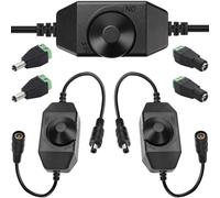 MKBKLLJY 3PCS LED Strip Light Dimmer Switch DC 12V-24V PWM Rotary Dimmer Controller ON OFF with 5.5mm x 2.1mm DC Power Male Female Plug Adapter for 5050 3528 2835 5630 LED Strips Black K-018-BK