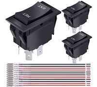 MKBKLLJY 3Pcs Momentary RV Jack Rocker Switch 20A 12V DC Reversing Polarity Power Toggle Switch Motor Reverse Control DPDT 4 Pin ON-Off-ON for 5th Wheel Tongue Trailer Stabilizer with Terminal Wires
