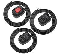 MKBKLLJY 3Pcs Red/Black Paste Type Switch Car Rocker Switch ON/Off Surface Mount DC 12V Push Button Switch led Light Strip Switch 24V 110V 230V 3A 5A 10A High Current with 23.6" Cable for Various Lamp