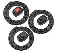 MKBKLLJY 3Pcs Red/Black Paste Type Switch Car Rocker Switch ON/Off Surface Mount DC 12V Push Button Switch led Light Strip Switch 24V 110V 230V 3A5A10A High Current with 39.4" Cable for Various Lamp