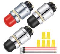 MKBKLLJY 3pcs Red/Black Push Start Button Switch 12V 50A Heavy Duty Momentary Push Button Switch Waterproof Weatherproof Engine Starter Marine Horn Button 12V for Car Marine Boat Truck Lawn Tractor