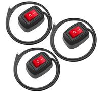 MKBKLLJY 3Pcs Red Paste Type Switch Car Rocker Switch ON/Off Surface Mount DC 12V Push Button Switch led Light Strip Switch 24V 110V 230V 3A 5A 10A High Current with 11.8inch Cable for Various Lamps