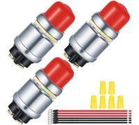 MKBKLLJY 3pcs Red Push Start Button Switch 12V 50A SPST Heavy Duty Momentary Push Button Switch Waterproof Weatherproof Engine Starter Marine Horn Button 12V for Car Marine Boat Truck Lawn Tractor