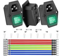 MKBKLLJY 3PCS Rocker Switch Power Socket Inlet Module Plug Male 10A 250V AC Arcade Power Switch Adapter Power Connector 3 Pin AC-14-F16A LED Light with 18AWG Wiring 10A Fuse 4.8mm Sheath Screw