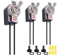 MKBKLLJY 3Pcs Toggle Switch SPST 2Position Latching ON/OFF 6A 250V AC/10A 125V DC Heavy Duty Rocker Toggle Switch with Connect Wire Waterproof Boot Cap Cover Wiring Cap for Auto Car Boat RV Truck