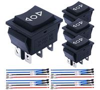 MKBKLLJY 4Pcs Momentary Motor Polarity Reverse Rocker Switch DC 20A 12V DPDT 6 Pin 3 Position ON/Off/ON Motor Control AC 110V-220V Automatic Reset Boat Toggle With Jumper Wires