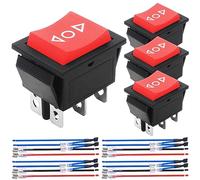 MKBKLLJY 4Pcs Red Momentary Motor Polarity Reverse Rocker Switch DC 20A 12V DPDT 6 Pin 3 Position ON/Off/ON Motor Control Switch AC 110V-220V Automatic Reset Boat Rocker Toggle Switch with Jumper Wire