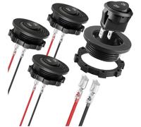 MKBKLLJY 4Pcs Round Rocker Switch Shell 12V ON Off Switch 12V DC Circle Toggle Switch 2Pin SPST 2Position 6A/250V 10A/125V AC 20mm Mini Rocker Switch with Terminal Wires for Auto Car Marine Boat