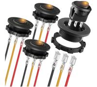 MKBKLLJY 4Pcs Round Rocker Switch Shell DC 12V 20A 24V 10A,Yellow LED Lighted Switch SPST 3 Pin On Off 12 Volt DC Toggle Switch for Automotive Car Boat RV with Round Shell Locked Terminal Wires