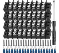 MKBKLLJY 4PCS Terminal Block 8 Circuits 8 Positions 450V 32A Dual Row Screw Terminals Strip with fork Spade Connectors M3 Screws Phillips Screwdriver for Power Supply Optical Fibers Communications Car